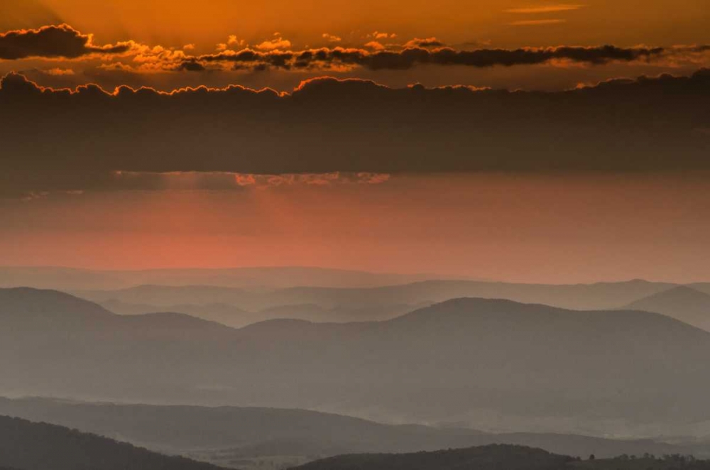 Mountain landscape in an orange Sunset art print by Jay OBrien for $57.95 CAD