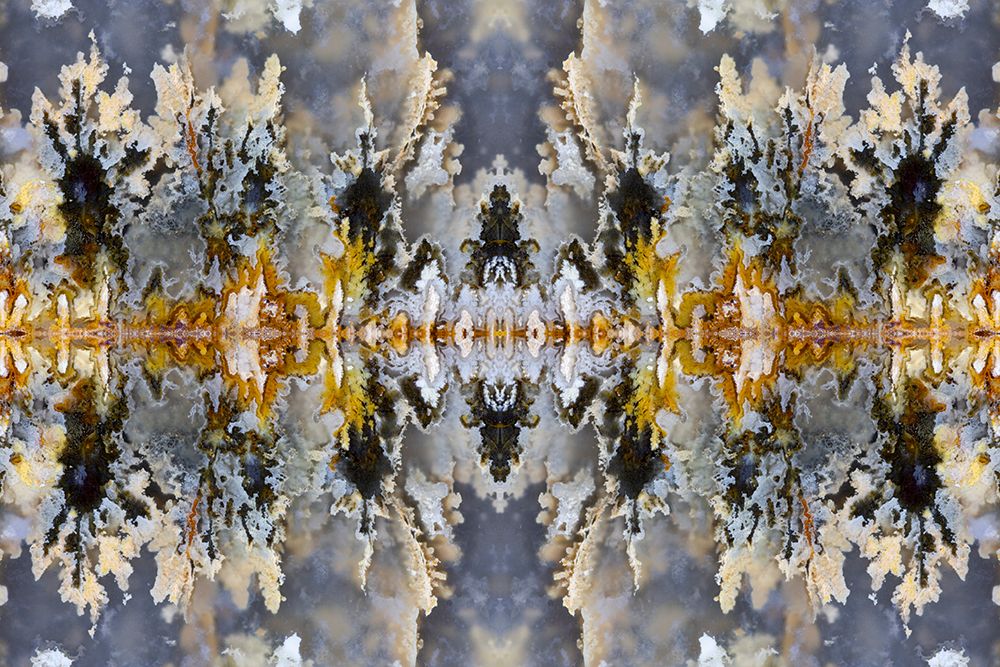 Plume agate kaleidoscope repeating mirror effect pattern art print by Darrell Gulin for $57.95 CAD