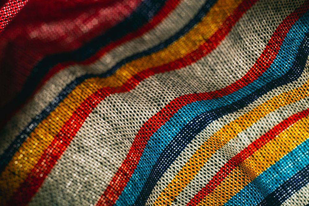 Colorful fabric detail art print by Zandria Muench for $57.95 CAD