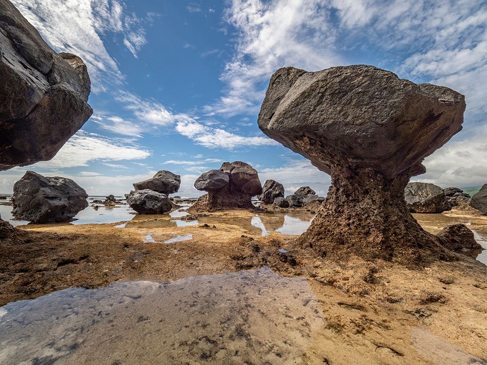 Fiji-Taveuni Island Rock formations on the beach of Lavena showing erosion art print by Merrill Images for $57.95 CAD