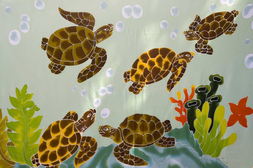 French Polynesia, Bora Bora Tutle painted fabric art print by Wendy Kaveney for $57.95 CAD