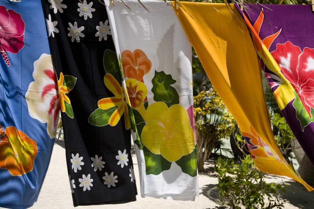 French Polynesia,Tahaa Pareos blows in the wind art print by Wendy Kaveney for $57.95 CAD