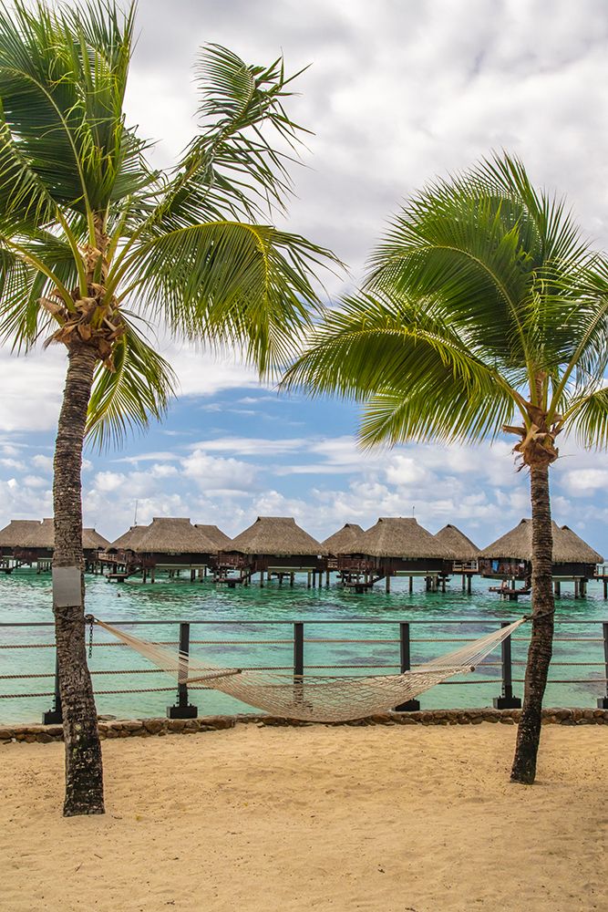 French Polynesia- Moorea. Overwater bungalows and hammock. art print by Jaynes Gallery for $57.95 CAD