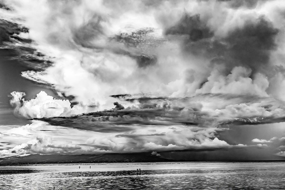 Canoes Tahiti Island Rain Storm Coming-Outer Reef Water-Moorea-Tahiti-French Polynesia. art print by William Perry for $57.95 CAD