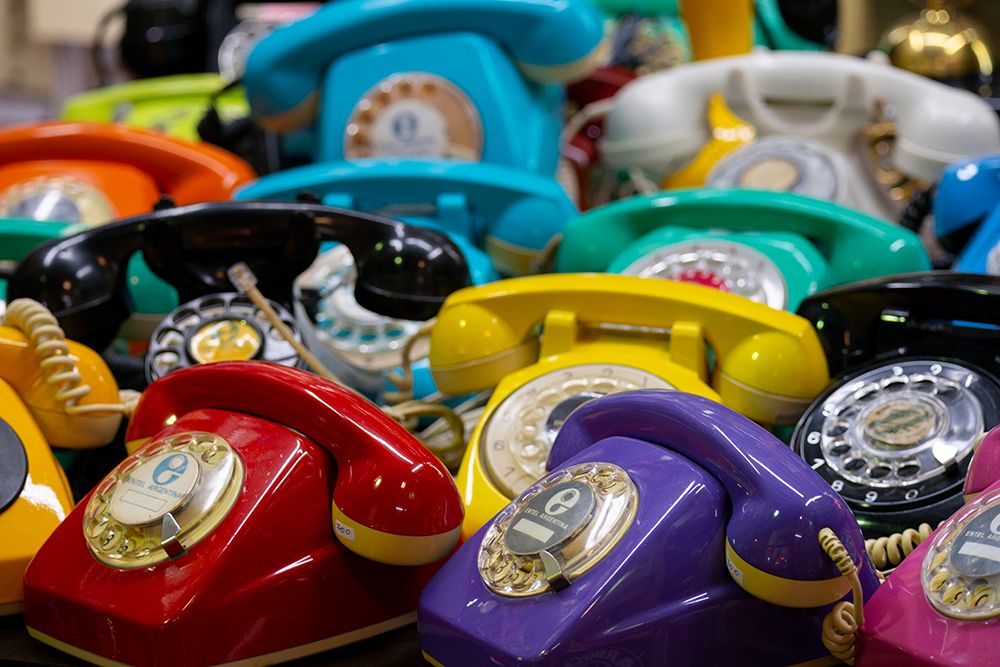 Argentina-Buenos Aires San Telmo Market-aka Mercado San Telmo Colorful vintage telephones art print by Cindy Miller Hopkins for $57.95 CAD