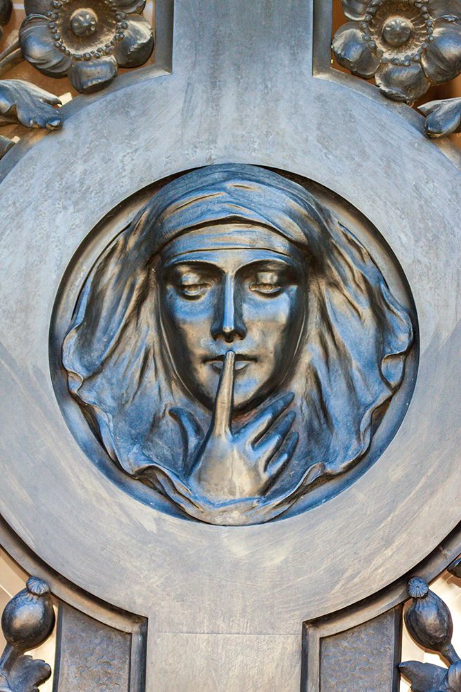 Argentina- Buenos Aires. Recoleta Cemetery. Relief of a womans face. art print by Tom Haseltine for $57.95 CAD