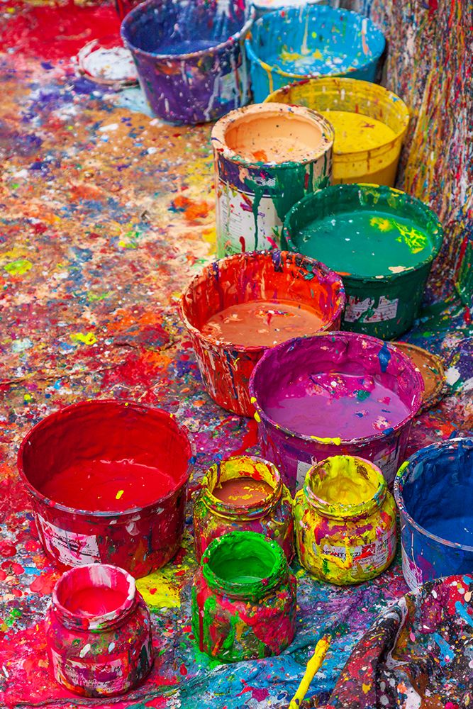 Argentina- Buenos Aires. Colorful paint splatters and buckets. art print by Tom Haseltine for $57.95 CAD