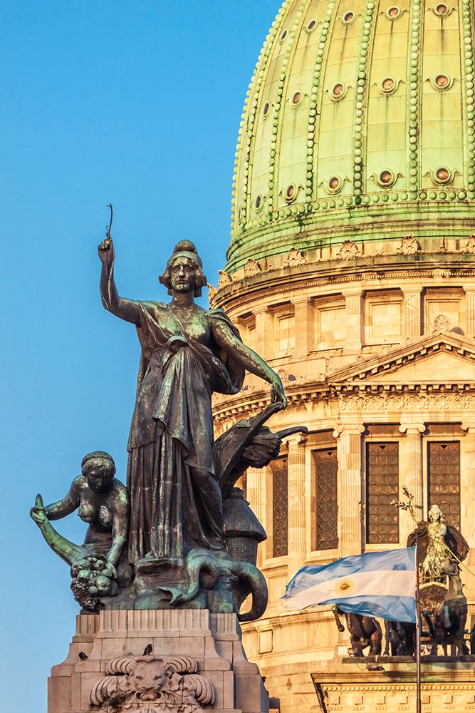 Argentina- Buenos Aires. Statue in front of Capitol building. art print by Tom Haseltine for $57.95 CAD