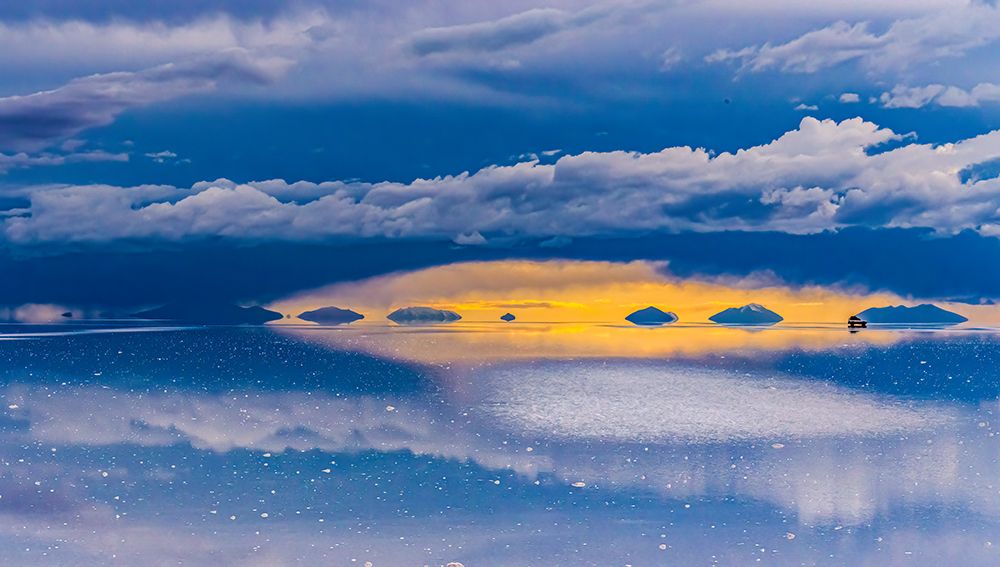 Salar de Uyuni, Bolivia. Sunset atthe Salar de Uyuni, the worlds largest salt flat. art print by Murray McCallum for $57.95 CAD