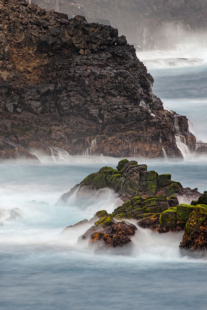 Waves crashing over lava rocks on shoreline of Espanola Island-Galapagos Islands-Ecuador art print by Adam Jones for $57.95 CAD