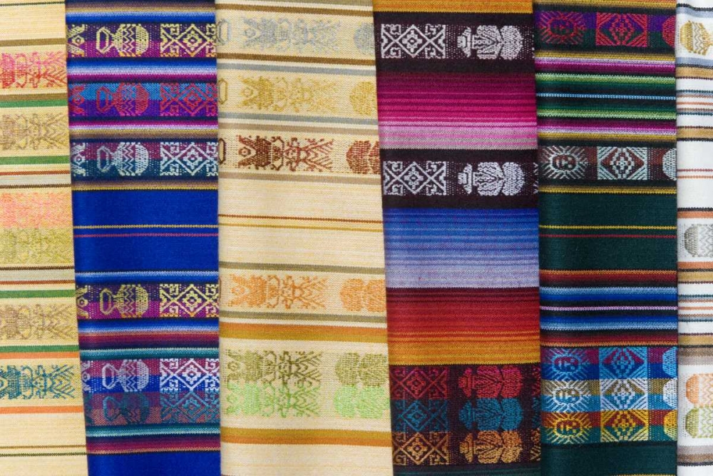 Ecuador, Quito Shawls displayed at market art print by Arthur Morris for $57.95 CAD