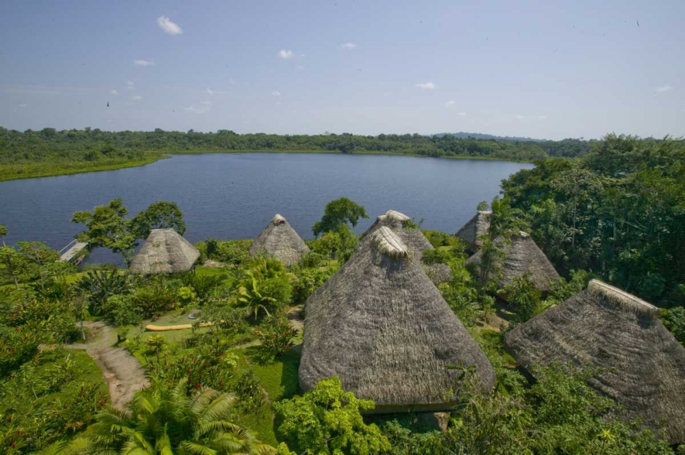 Ecuador, Napo Wildlife Center Huts and lake art print by Joanne Williams for $57.95 CAD