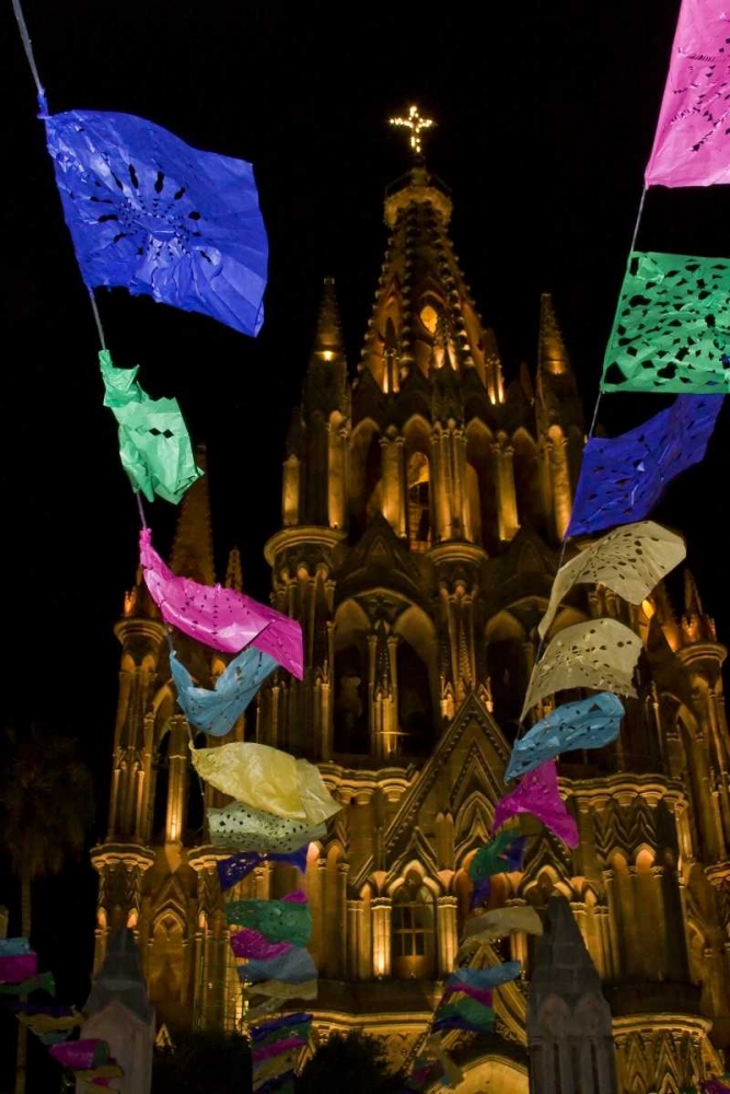 Mexico Festival banners in front of a church art print by Bill Young for $57.95 CAD