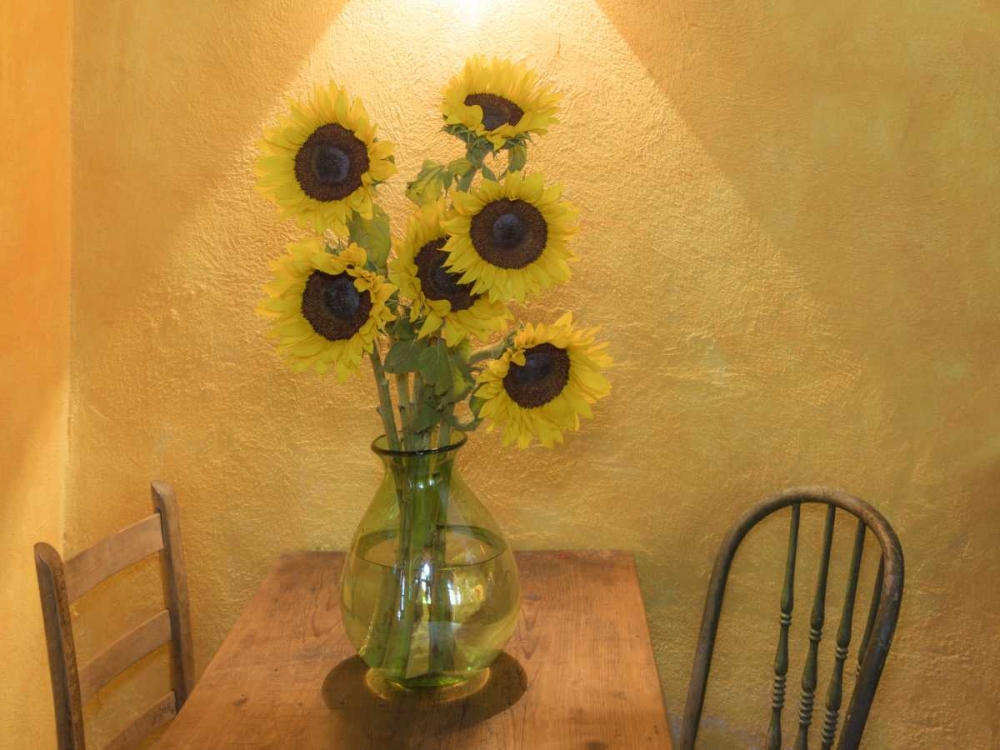Mexico Sunflowers in vase on table art print by Don Paulson for $57.95 CAD