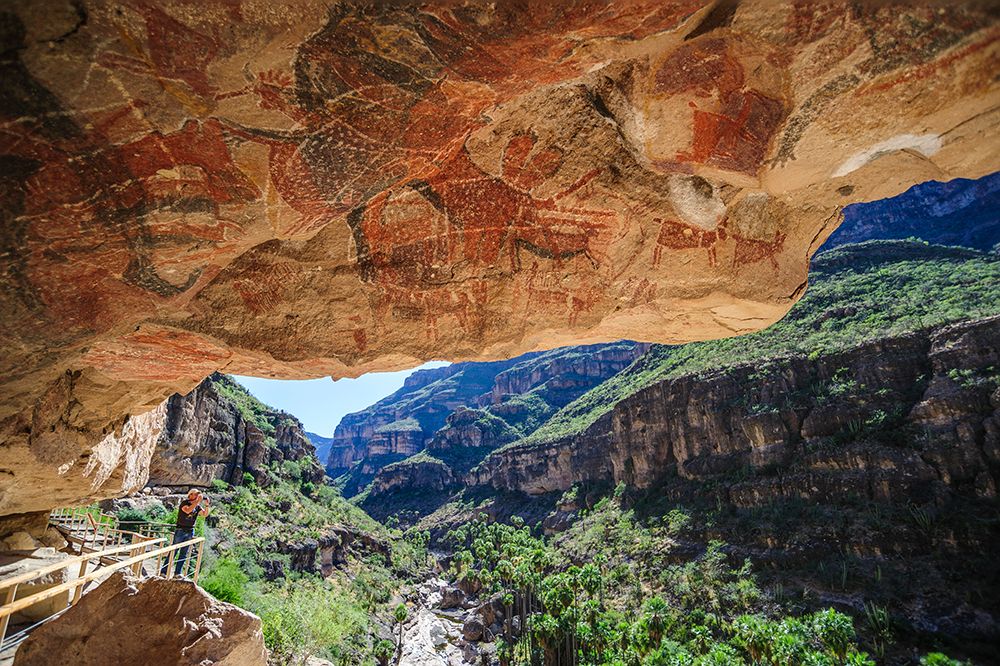 Mexico-Baja California Sur-Sierra de San Francisco. Rock art pictograph in Cueva Pintada. art print by Fredrik Norrsell for $57.95 CAD