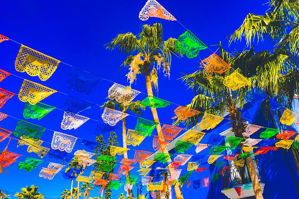 Colorful Mexican Christmas paper decorations-San Jose del Cabo-Mexico art print by William Perry for $57.95 CAD