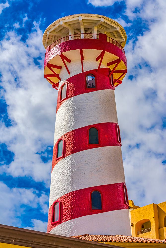 Colorful lighthouse marina harbor-Cabo San Lucas-Baja Mexico art print by William Perry for $57.95 CAD