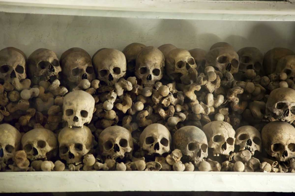 Peru, Lima Skulls and bones in the crypt art print by Wendy Kaveney for $57.95 CAD