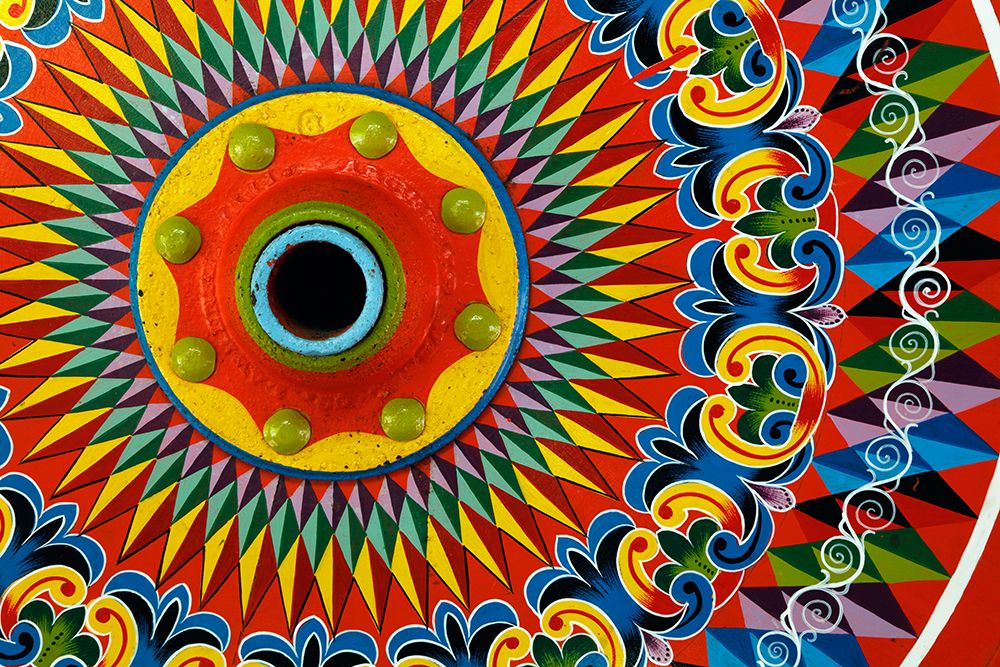 Colorfully painted wagon wheel-Costa Rica art print by Adam Jones for $57.95 CAD
