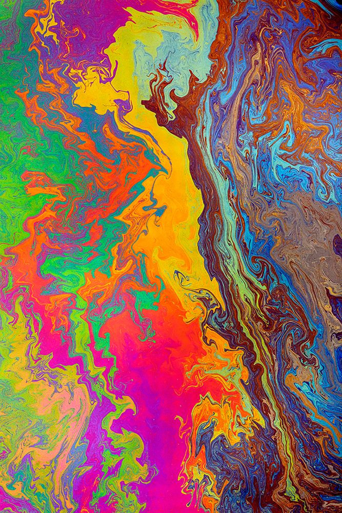 Abstract pattern in oil spilled in small stream-Costa Rica art print by Adam Jones for $57.95 CAD