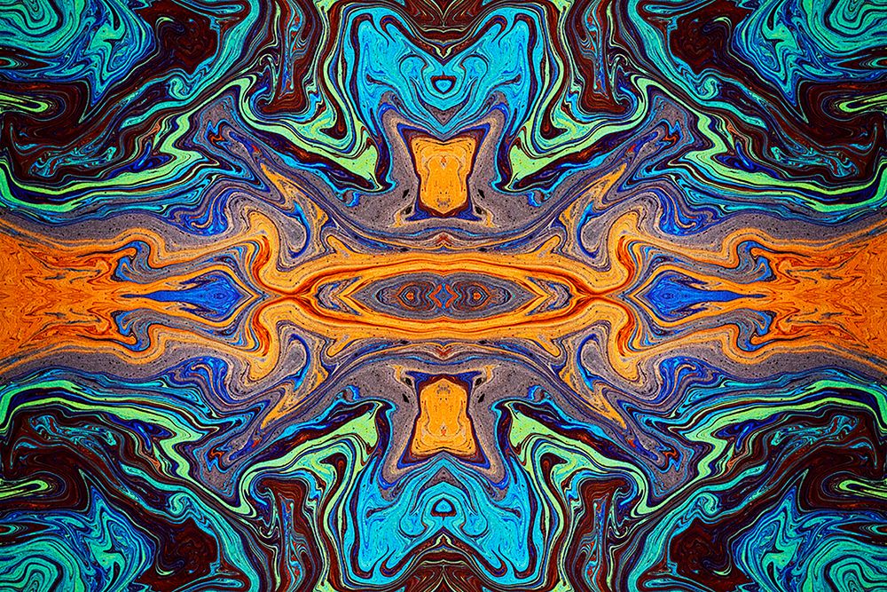 Abstract rainbow pattern of colors in oil spilled in small stream-Costa Rica art print by Adam Jones for $57.95 CAD