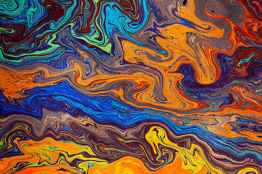 Abstract pattern in oil spilled in small stream-Costa Rica art print by Adam Jones for $57.95 CAD