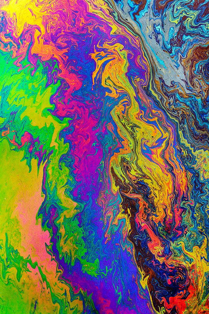 Abstract pattern in oil spilled in small stream-Costa Rica art print by Adam Jones for $57.95 CAD
