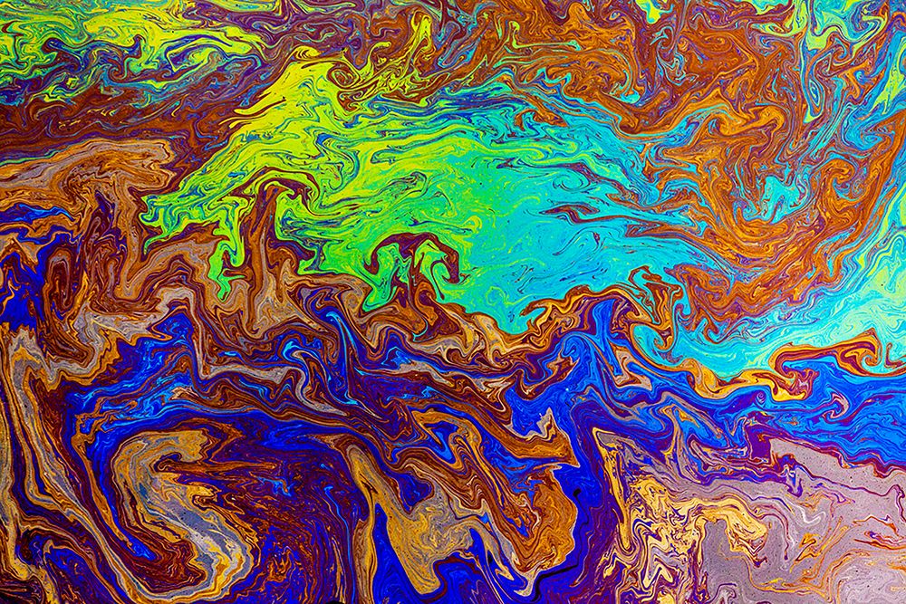 Abstract pattern in oil spilled in small stream-Costa Rica art print by Adam Jones for $57.95 CAD