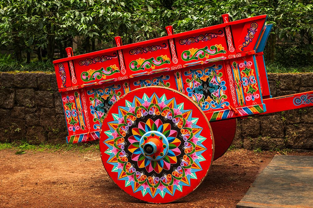 Colorful painted ox cart, La Paz Waterfall Gardens, Alajuela Province, Costa Rica. art print by Russ Bishop for $57.95 CAD