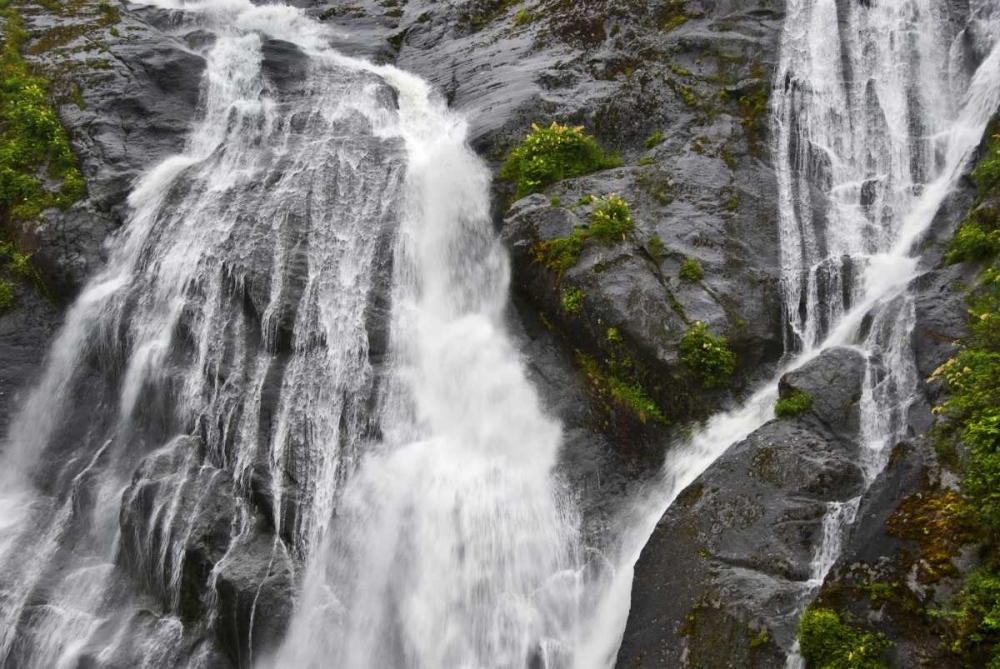 AK, Inside Passage Waterfalls rush down rock art print by Nancy Rotenberg for $57.95 CAD