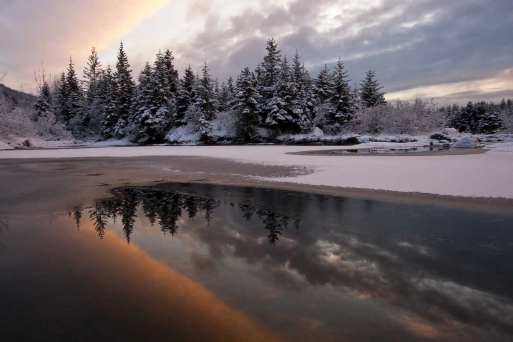 AK, Mendenhall Glacier Sunset reflection art print by Cathy and Gordon Illg for $57.95 CAD