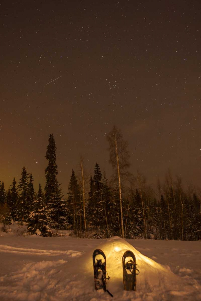 AK A quinzee snow shelter under the night sky art print by Cathy and Gordon Illg for $57.95 CAD