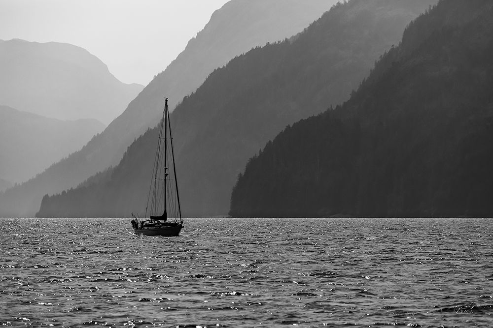 Alaska-Tongass National Forest BandW of sailboat in Lisianski Inlet art print by Jaynes Gallery for $57.95 CAD