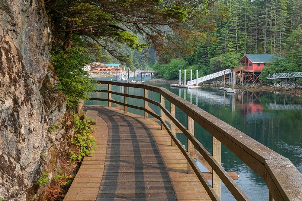 Alaska-Elfin Cove Boardwalk next to bay art print by Jaynes Gallery for $57.95 CAD