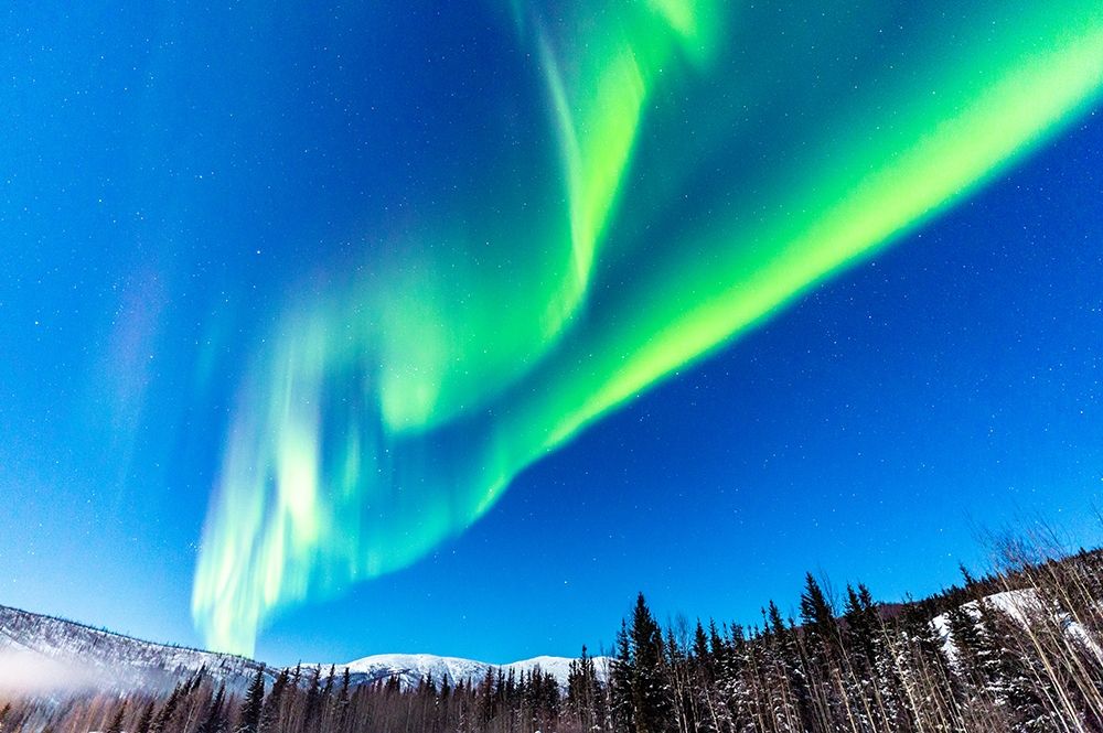 Alaska Northern lights auroras over mountains art print by Jaynes Gallery for $57.95 CAD