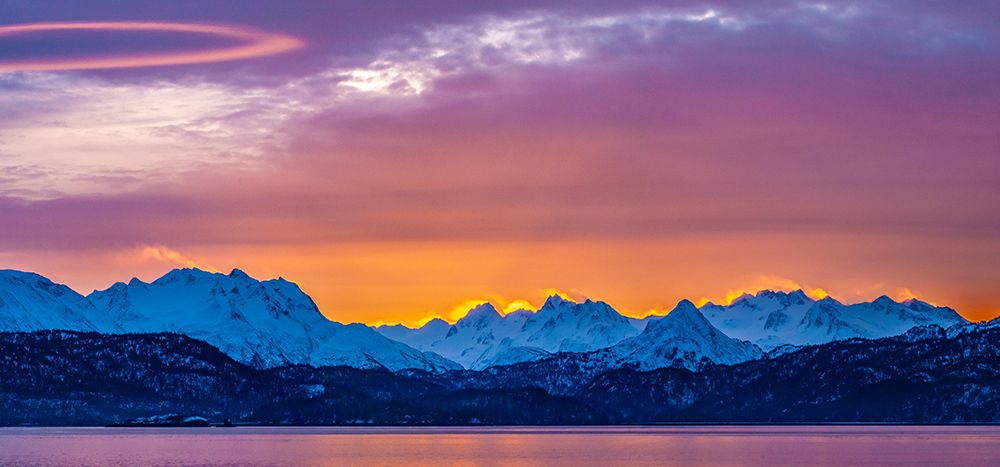 USA-Alaska Sunrise panoramic on mountains and Chilkat River art print by Jaynes Gallery for $57.95 CAD