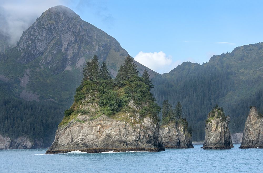 USA-Alaska-Kenai Fjords National Park Pinnacle Rocks eroded formation in ocean art print by Jaynes Gallery for $57.95 CAD