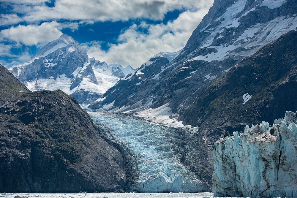 Mighty mountains towering above an unnamed glacier in Johns Hopkins Inlet. art print by Betty Sederquist for $57.95 CAD