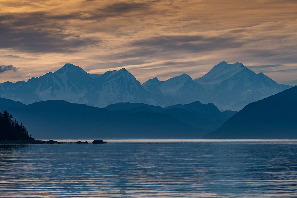 Sunset lights up the high mountains of Glacier Bay. art print by Betty Sederquist for $57.95 CAD