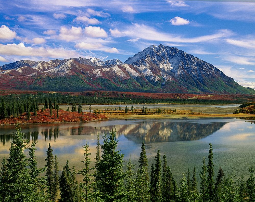 Mountain landscape and reflection-fall foliage-Denali Highway near Anchorage art print by Howie Garber for $57.95 CAD