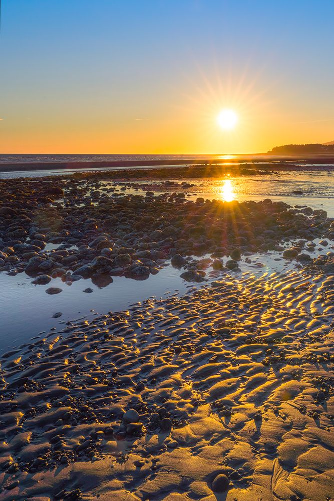 Alaska- Homer Spit. A sunset landscape over tide pools. art print by Janet Muir for $57.95 CAD