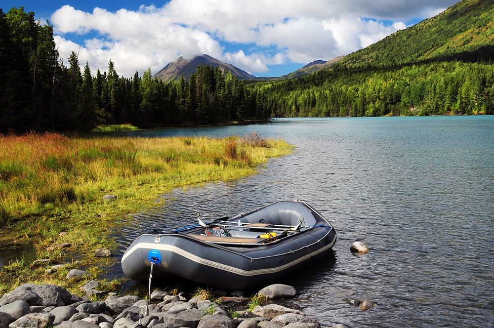 Moored Dingy on Kenai Lake, Kenai Peninsula, Alaska, USA art print by Michel Hersen for $57.95 CAD