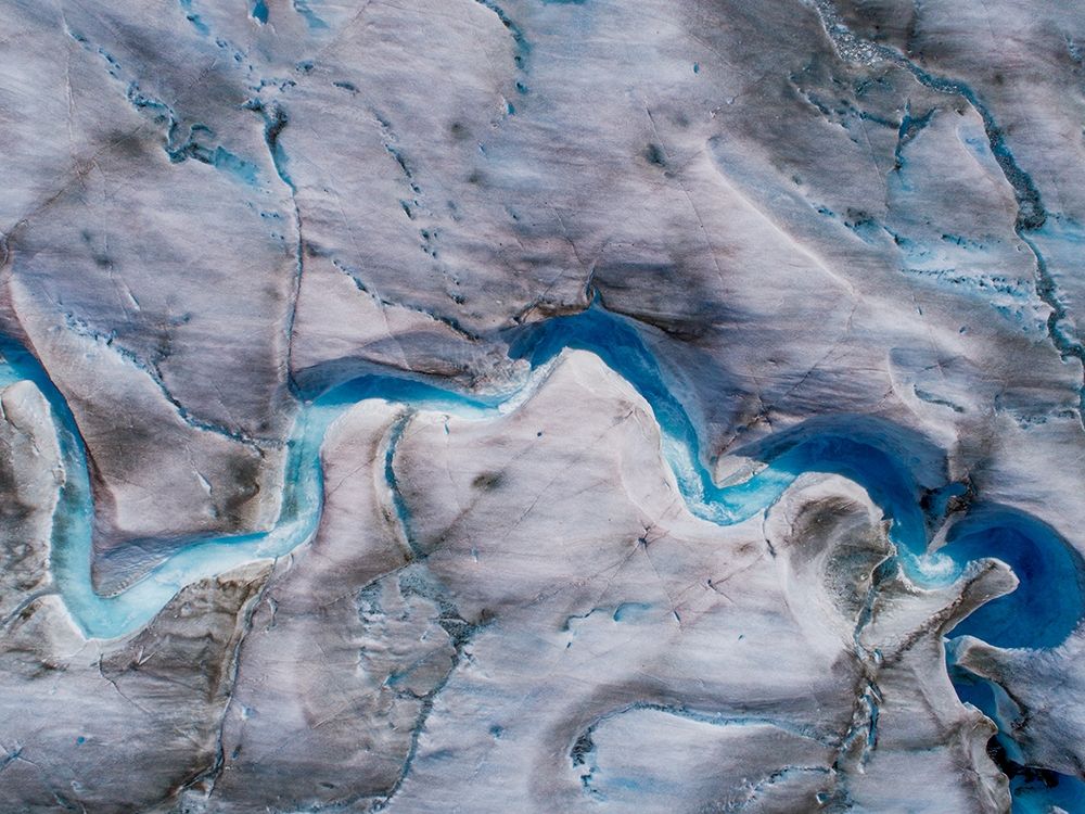 Alaska-Tracy Arm-meltwater streams and ponds on crevassed surface of Sawyer Glacier in Tracy Arm art print by Paul Souders for $57.95 CAD