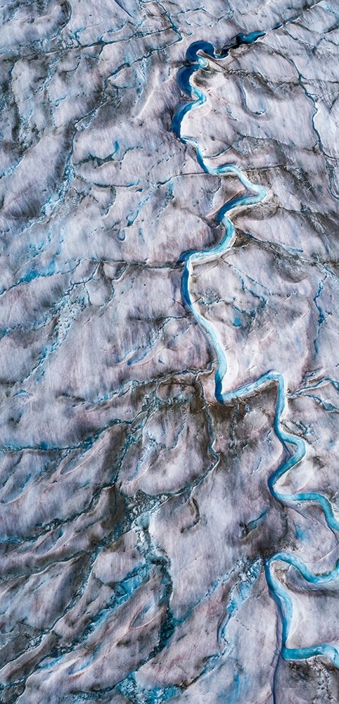Alaska-Tracy Arm-meltwater streams and ponds on crevassed surface of Sawyer Glacier in Tracy Arm art print by Paul Souders for $57.95 CAD