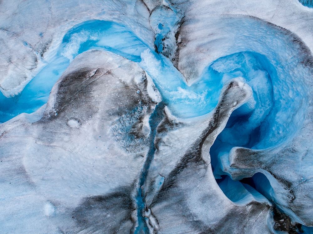 Alaska-Tracy Arm-meltwater stream disappearing into moulin on melting surface of Sawyer Glacier art print by Paul Souders for $57.95 CAD