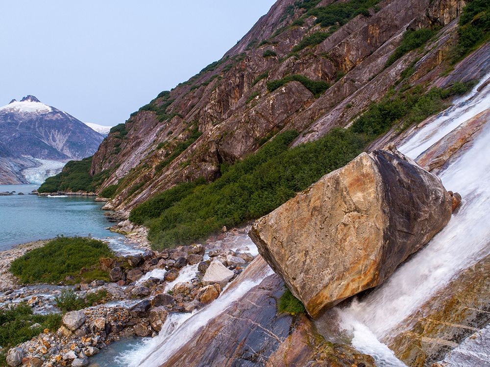 Alaska-Tracy Arm-Fords Terror Wilderness-Waterfall flowing down cliff side along Endicott Arm art print by Paul Souders for $57.95 CAD