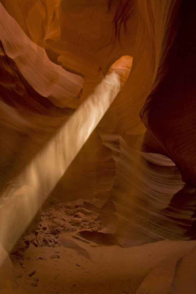 AZ Sunbeam penetrates in lower Antelope Canyon art print by Cathy and Gordon Illg for $57.95 CAD