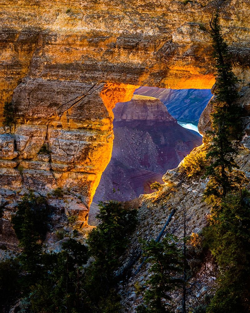 Arizona-Grand Canyon National Park View through hole in canyon wall at sunrise art print by Jaynes Gallery for $57.95 CAD
