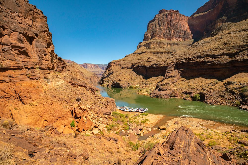 USA-Arizona-Grand Canyon National Park Moored rafts on Colorado River art print by Jaynes Gallery for $57.95 CAD