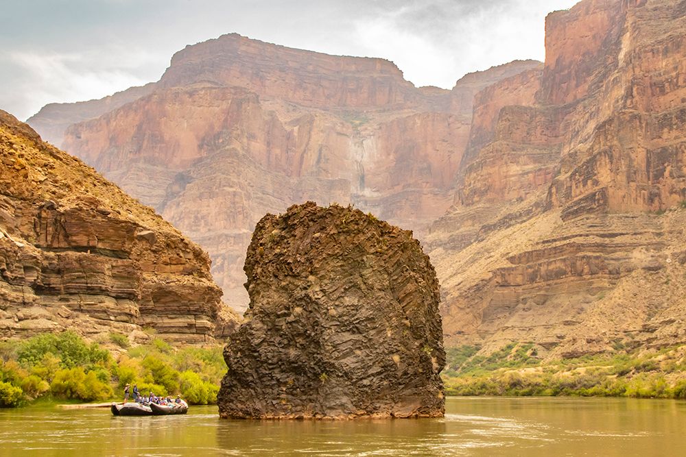 USA-Arizona-Grand Canyon NP Rafting on Colorado River next to Vulcans Anvil formation art print by Jaynes Gallery for $57.95 CAD